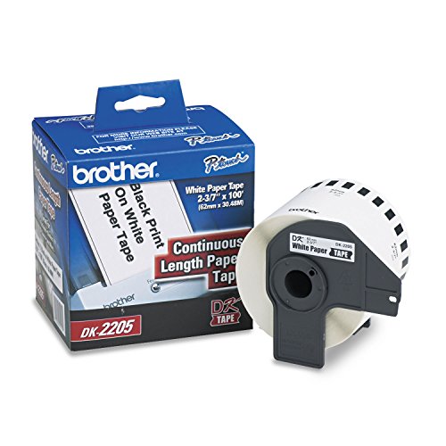 Brother Genuine, DK-2205 Continuous Paper Label Roll, Cut-to-Length Label, 2.4” x 100 Feet, (1) Roll Per Box