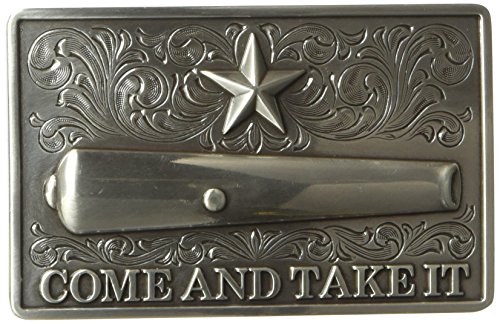 Nocona Men's Rectangle Come and Take It Buckle, Silver, One Size