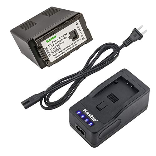 Kastar LED Super Fast Charger & Battery Replacement for Panasonic VW-VBG6 Panasonic AG-AC160A, AG-AC7, AG-AC130A, AG-AC160A, AG-HMC40, AG-HMC70, AG-HMC150, H68, H80, H90, H258, VDR-D50, D58, D310