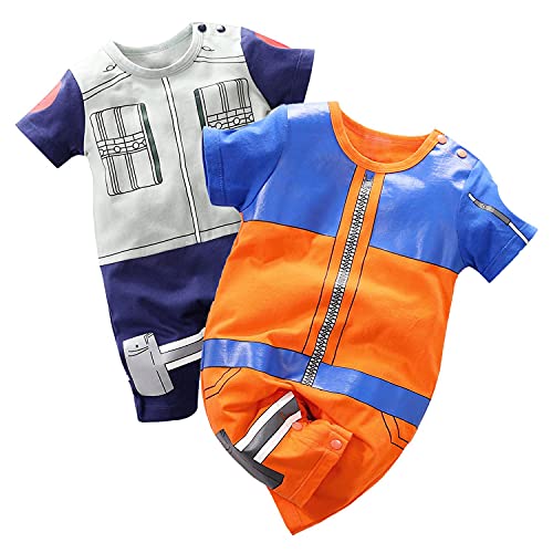 YFYBaby Baby Boys' 2 Pack Short Sleeve Romper Toddler Cartoon Onesie Outfits Red/Orange