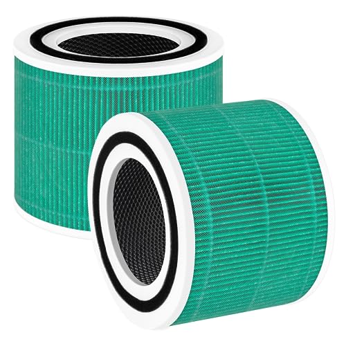 Core 300 Filter Replacement Fit for Levoit Core 300 Core 300-RF-TX (Green), 3-in-1 H13 True HEPA and Activated Carbon Odor Absorber Fiter - 2 Pack