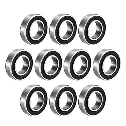 uxcell 6902-2RS Deep Groove Ball Bearing Double Sealed 1180902, 15mm x 28mm x 7mm Carbon Steel Bearings (Pack of 10)
