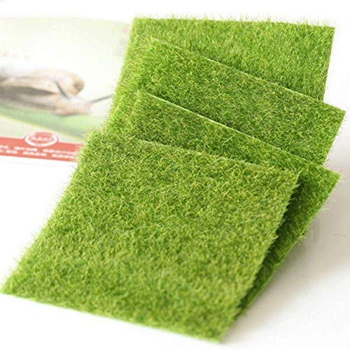 Shindel Fairy Artificial Grass, Miniature Fake Garden Grass for Crafts, Ornament Garden Dollhouse DIY Decoration, 6''x 6'', 4 PCS