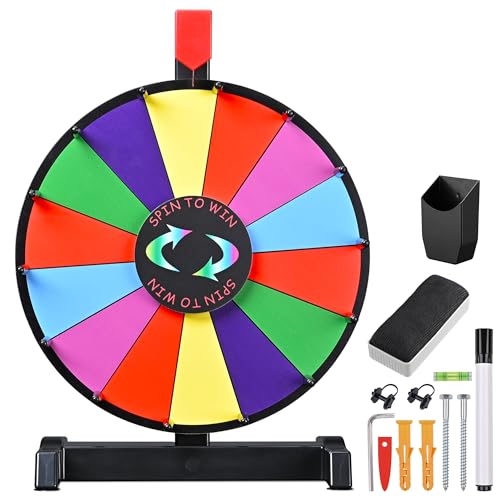 WinSpin 12' Color Prize Wheel Wall Mounted or Tabletop 14 Slots Heavy Duty Editable Spinning Wheel for Fortune Spinning Game Carnival & Tradeshow, Classic Series