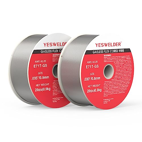 YESWELDER Flux Core Gasless Mig Wire, Mild Steel E71TGS .030+.035-Diameter, 2-Pound Spool, 2-Packs Dual Specification Welding Wire