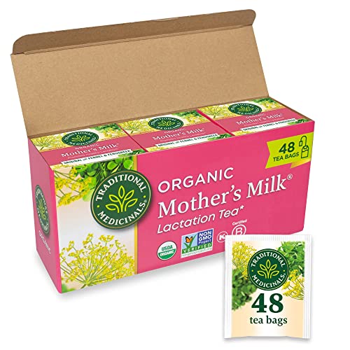 Traditional Medicinals Tea, Organic Mother's Milk, Promotes Healthy Lactation, Breastfeeding Support, 48 Tea Bags (3 Pack)