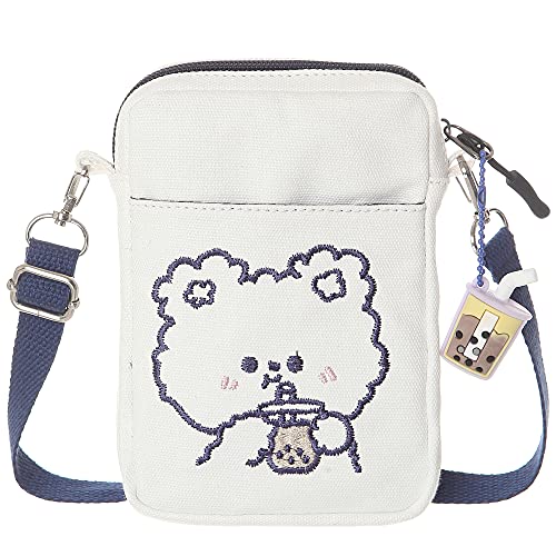 AOCINA Small Crossbody Purse Cute Travel Cell Phone Purse Kawaii Cross Body Bag Purses for Women(Mom and daughter Gifts)(White-cat)