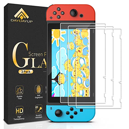 daydayup [3 Pack] Tempered Glass Screen Protector Compatible with Nintendo switch - Transparent HD Clear Anti-Scratch Screen Protector Skin Set for Nintendo Switch