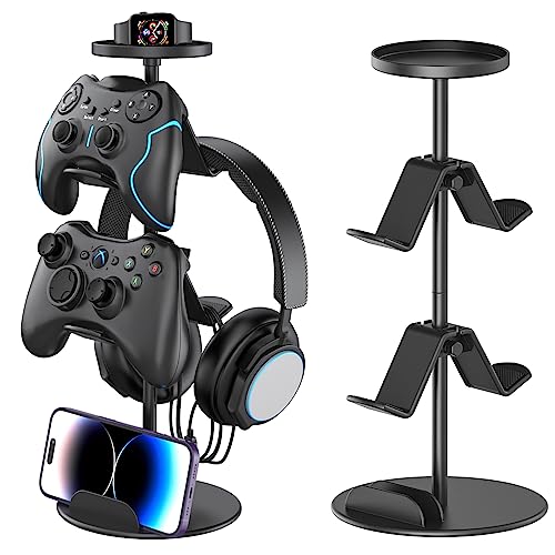 OURCO Game Controller Stand Headphone Holder, Multi Adjustable Game Controller Headset Hanger for All Universal Gaming PC Accessories, Xbox PS4 PS5 Nintendo Switch (3 Layers)