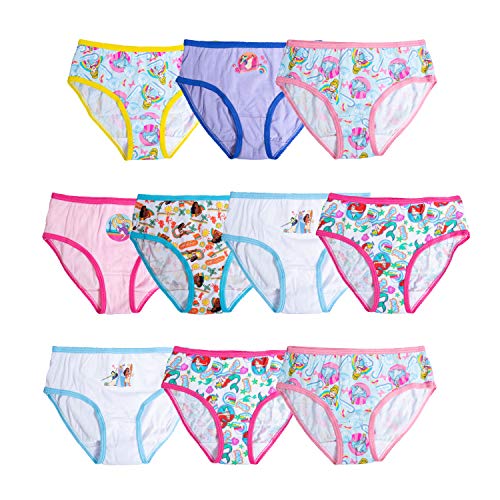 Disney Girls Princess Panty Multipacks With Favorites Cinderella, Belle, Ariel and more in Sizes 2/3T, 4T, 4, 6, 8, 10-Pack 100% Combed Cotton, 4T