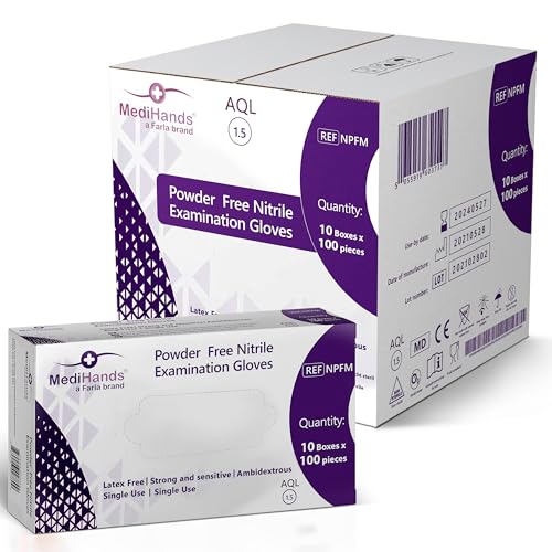 AroCare Nitrile Gloves Powder Free, Latex Free - Protective Gloves for Multi Use, Cooking, Cleaning & More 100 Gloves Size Extra Large (Pack of 100)