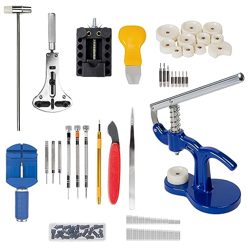 Boaieirsa Watch Repair Tool Kit + Watch Press Set, Professional Spring Bar Tool Set,Watch Band Link Pin Tool Set with Carrying Case, Watch Battery Replacement Tool Kits