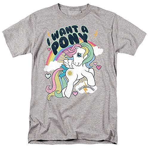 My Little Pony Classic I Want a Pony T Shirt & Stickers (Medium) Athletic Heather