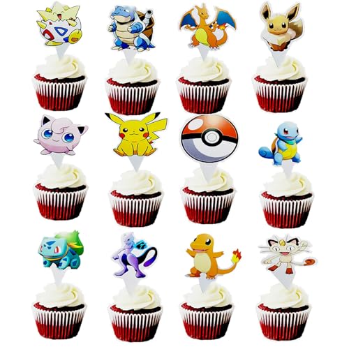 24pcs Anime cupcake toppers anime cupcake top childrens party decoration cartoon party supplie