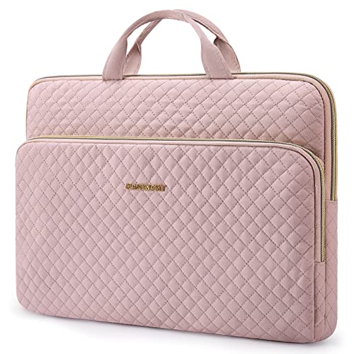 BAGSMART Laptop Sleeve for 15-inch New MacBook Ai ir M2 A2941 2023, Laptop Carrying Case Compatible with 15.6 inch HP,Dell,Acer Aspire,Asus Notebook,Laptop Protective Case with Pocket,Handle, Pink