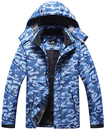 MOERDENG Men's Mountain Waterproof Ski Jacket Windproof Rain Windbreaker Winter Warm Hooded Snow Coat