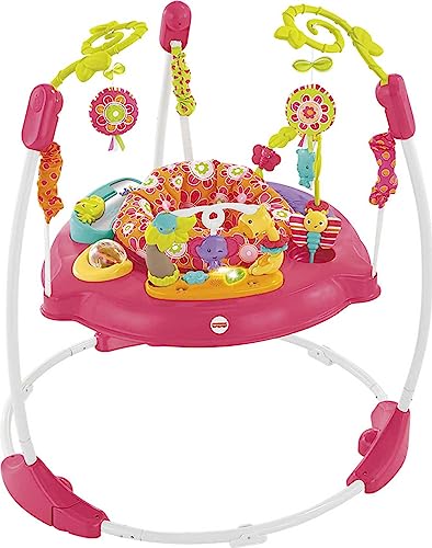 Fisher-Price Baby Bouncer Pink Petals Jumperoo Activity Center with Music Lights Sounds and Developmental Toys