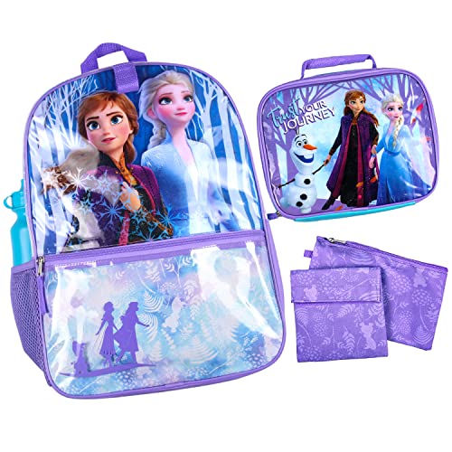 Bioworld Disney Frozen Anna Elsa Olaf Trust Your Journey 5 PC Backpack Set Tote Bag