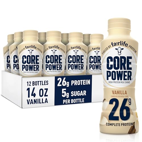 Core Power Fairlife 26g Protein Milk Shakes, Ready To Drink for Workout Recovery Liquid, Vanilla, 14 Fl Oz Bottle, kosher (Pack of 12)