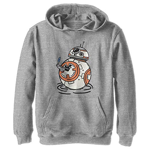 Star Wars Boy's BB Doodles Hoodie, Athletic Heather, Large