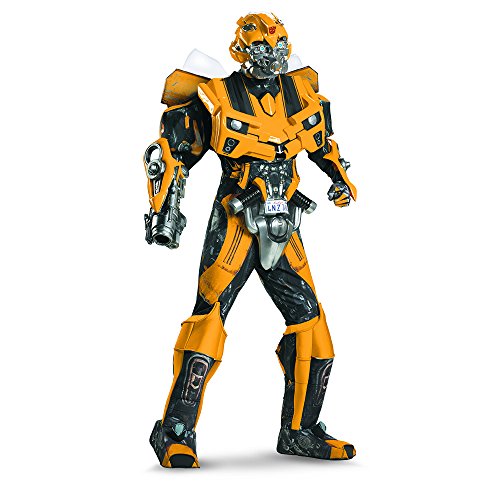 Disguise Men's Hasbro Transformers Age Of Extinction Movie Bumblebee Theatrical with Vacuform Plus 3D Costume, Black/yellow, X-Large/42-46