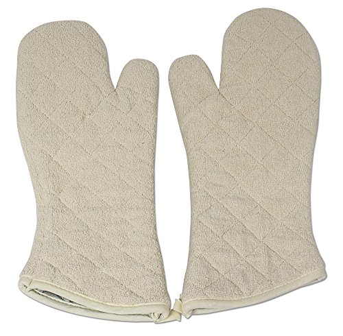 Nouvelle Legende Cotton Quilted Terry Oven Mitts Long Lasting Heat Resistance Protection 17 Inches Set of 2
