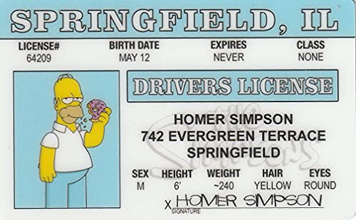 Signs 4 Fun Parody ID | Homer Simpson ID | Fake ID Novelty Card | Collectible Trading Card Driver’s License | Novelty Gift for Holidays | Made in The USA