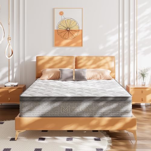 Mubulily Queen Mattress,10 Inch Gel Memory Foam and Innerspring Hybrid Mattress in a Box with Individual Pocket Spring for Motion Isolation & Silent Sleep,CertiPUR-US,100 Nights Trial