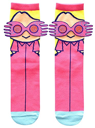 Harry Potter Luna Lovegood Juniors/Ladies Crew Socks with Spectrespecs Glasses Applique