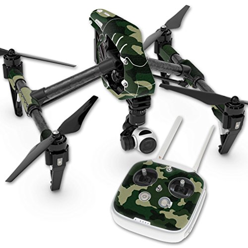 MightySkins Skin Compatible with DJI Inspire 1 Quadcopter Drone wrap Cover Sticker Skins Green Camo