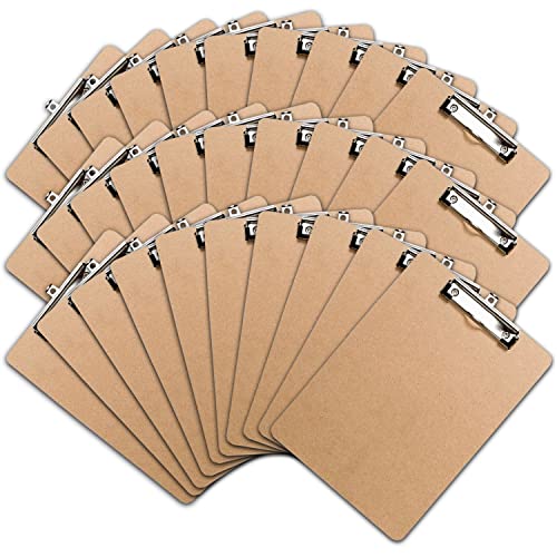 Office Solutions Direct Clipboards with Low Profile Clip (Set of 30) - Wood Clipboards Bulk 30 Pack, Heavy Duty Clipboard, Bulk Classic Clipboards for Classroom, Calendar Office Clipboard Stand up