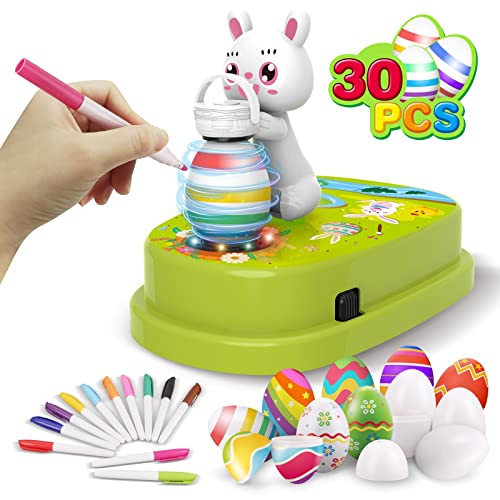 Engfa 30 PCS Easter Eggs and 12 Dying Markers Easter Egg Coloring Kit Easter Egg Decorating Kit Spinner Easter Bunny Toy, Easter Gifts for Kids Easter Basket Stuffers