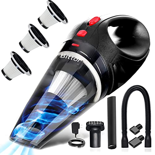 Bittor Handheld Vacuum Cleaner, 120W High-Power Cordless Rechargeable , Wet and Dry, Suitable for Home, Car, Office, with Three Filters and Three Different Nozzles