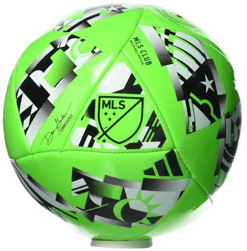 adidas MLS Club Soccer Ball, Solar Green/Black/White, 5