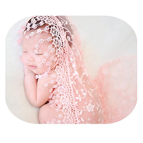Vemonllas Luxury Newborn Boy Girl Baby Photography Props Wrap Lace Yarn Cloth Blanket (Light Pink)