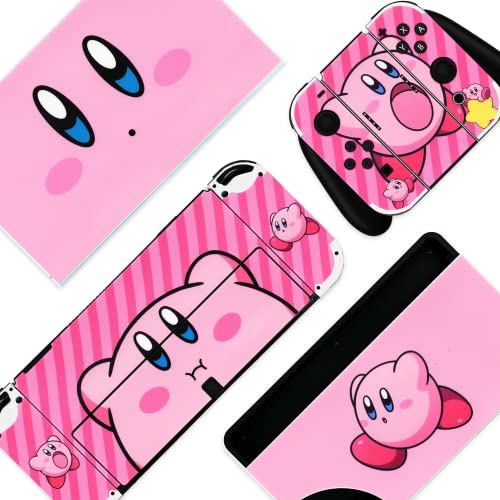 BelugaDesign Pink Puff Ball Switch Skin | Pastel Sticker Wrap Vinyl Decal | Anime Smash Star Allies Land Kawaii Japanese Cartoon Game l Compatible with Nintendo Switch OLED (Switch OLED, Hot Pink)