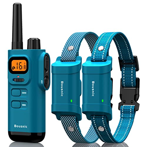 Bousnic Dog Training Collar with Remote - 4000ft Waterproof Dog Shock Collars 2 Dogs for Large Medium Small Dogs Rechargeable E Collars for Dogs Training with Beep Vibration Humane Shock(1-16) Mode
