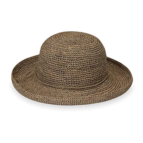 Wallaroo Hat Company – Women’s Petite Catalina Sun Hat – Wide Brim Natural Fiber and Adjustable Sizing for Smaller Crown Sizes – Chic Hat for Garden Parties, Beach Days and Outdoor Events (Mushroom)