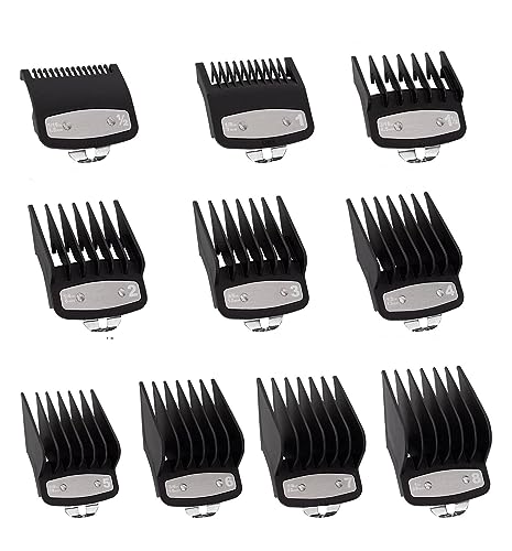 Clipper Guards Cutting Guides - Metal - 1/16 to 1 Inch, Compatible with Wahl - 10 Pack