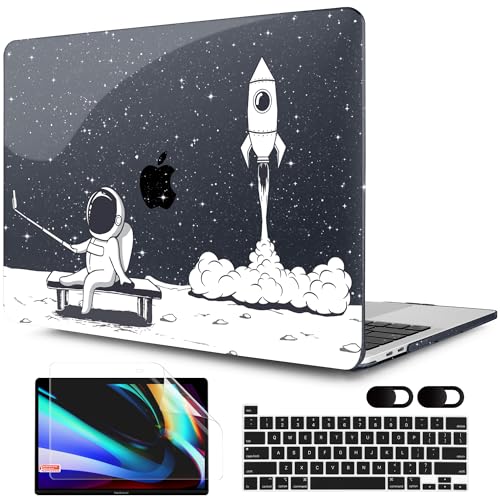 MEEgoodo Case for MacBook Pro 13 inch Case with M2 Chip 2022 2021 2020 New A2338 M1 A2251 A2289, Glitter Hard Shell with Keyboard & Camera Cover Compatible with 13 inch MacBook Pro, Astronaut Rocket