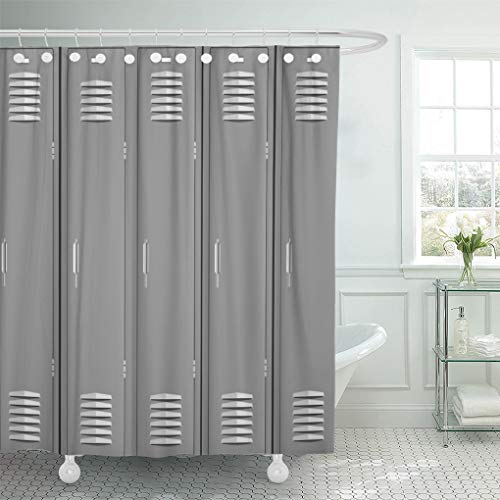 Semtomn Shower Curtain Sports Locker Room Fitness School Gym 72'x72' Home Decor Waterproof Bath Bathroom Curtain Set with Hooks