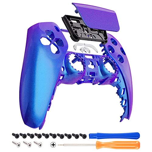 eXtremeRate Chameleon Purple Blue Touchpad Front Housing Shell Compatible with ps5 Controller BDM-010 BDM-020 BDM-030 040, DIY Replacement Shell Custom Touch Pad Cover Compatible with ps5 Controller