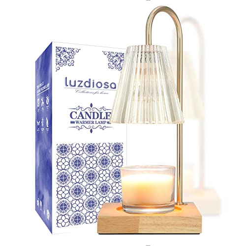luzdiosa Candle Warmer Lamp with 3 Bulbs, Vintage Electric Candle Lamp Warmer, Mothers Day Gifts for Mom, House Warming Decor, Dimmable Candle Melter for Scented Wax, Clear