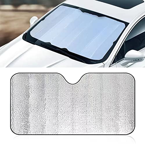 QODOLSI Pack-1 Car Windshield Sunshade, 51.1' x 23.6' Front Windshield Sunscreen Heat Shield, Front Window Sun Protector Cover, Universal for Auto SUVs UV Rays & Sun Heat Interior Protector (Silver)