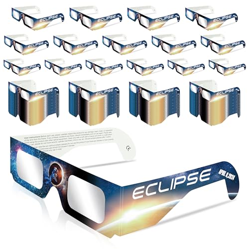 keyaluo Solar Eclipse Glasses AAS Approved 2024,100 Pack Solar Eclipse Glasses for Direct Sun Viewing-ISO 12312-2:2015(E) & CE Certified