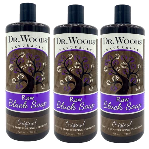 Dr. Woods Natural Raw African Black Moisturizing Liquid Castile Soap, 32 Ounce (Pack of 3)