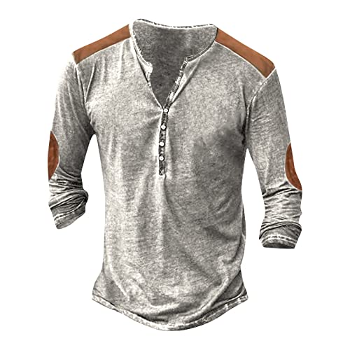 Gothic Shirts for Men Long Sleeve Men's Casual Shirts Brown Men Deals 2023 Mens Henley Shirts Large Tall Men S Fashion Tops Hipster T Shirts for Men Tunic
