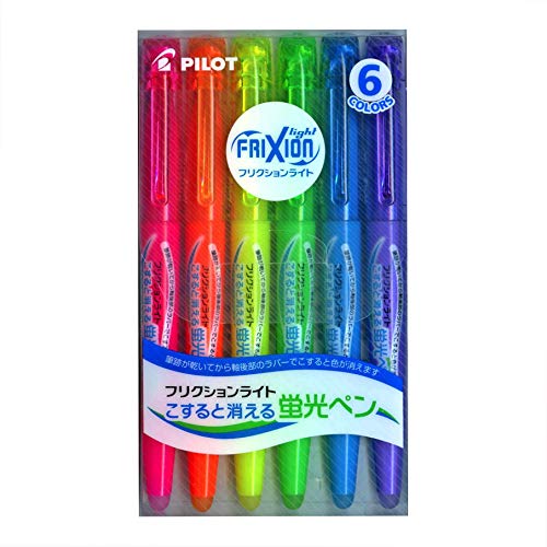 Pilot Frixion Light Fluorescent Ink Erasable Highlighter Pen (Pink / Orange / Yellow / Green / Blue / Violet) (Japan Import)