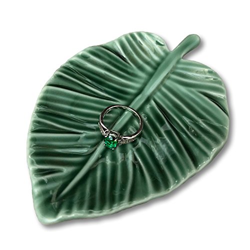 HOME SMILE Leaf Trinket Dish Decorative Ring Dish Holder for Jewelry Engagament Wedding Birthday Gifts